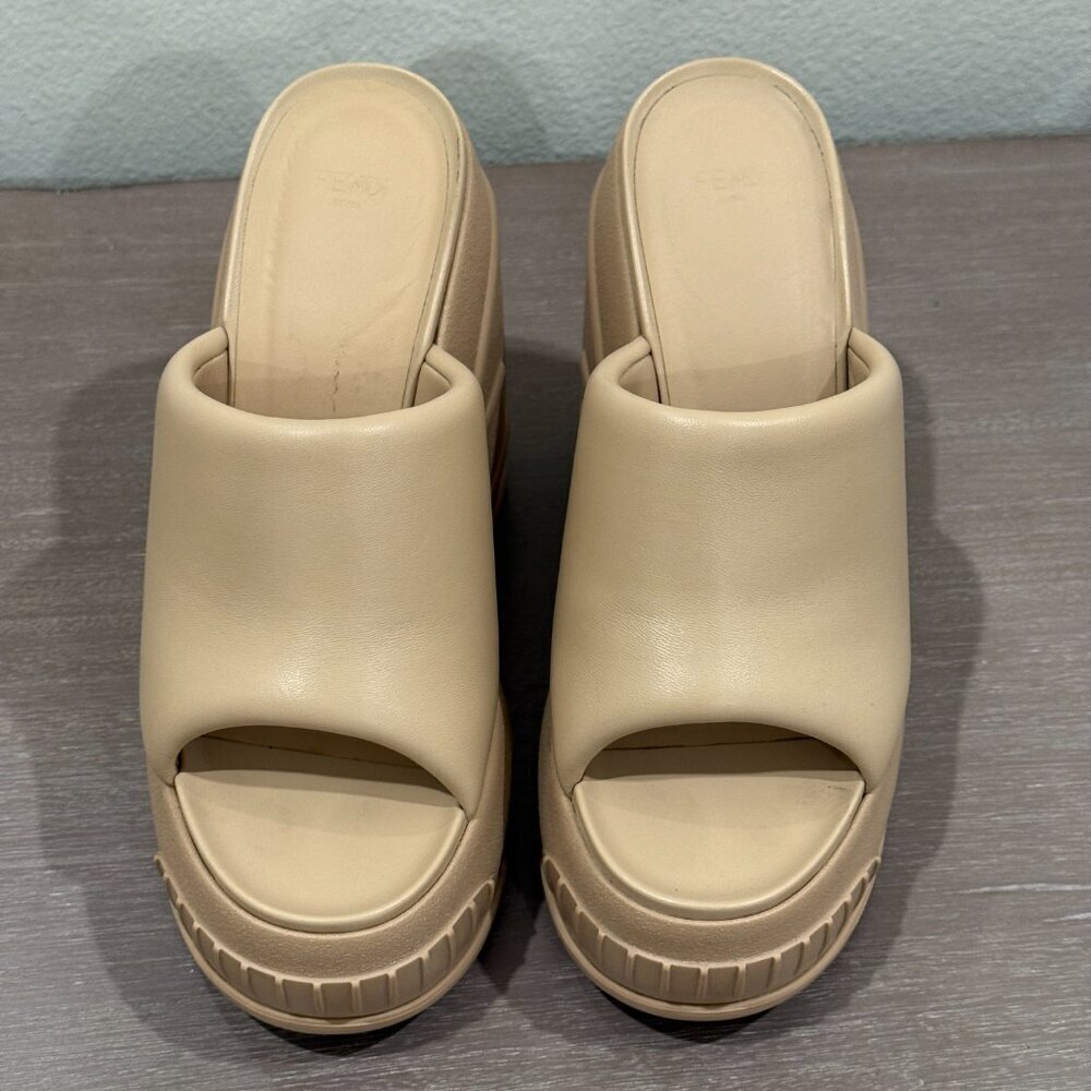 Fendi Padded Leather Platform Wedge Slides - Authentic - Picture 3 of 12